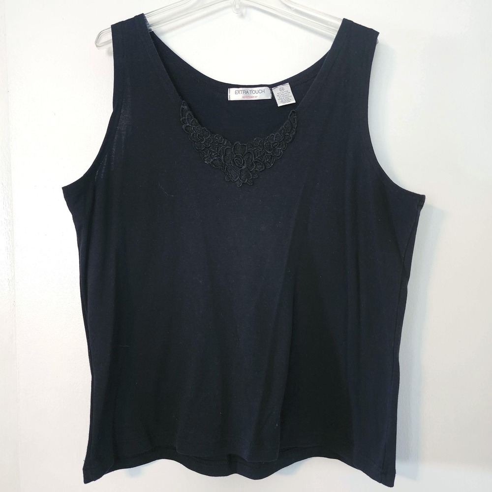 1X Black Whimsy Goth Tank by Extra Touch, Vintage Clothing, Size 1X